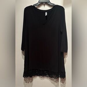 Women’s Zenana Premium Black lace trimmed tunic XL
